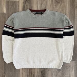 Vintage Striped Ski Sweater Men's Size M Heavyweight 1990s BOXY Snowboarding